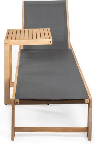 Miniatura 8 de JONATHAN Y Trabuco LNG1100B-2SET - Juego de salón de 2 piezas de madera de acacia para exteriores con silla tumbona ajustable, ruedas y mesa