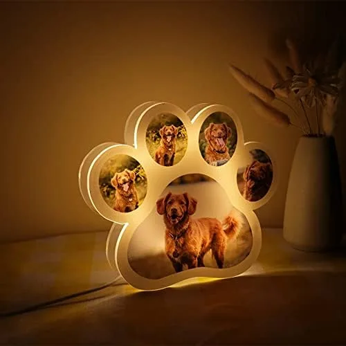 Miniatura 4 de Lámpara de foto personalizada con pata de perro, luz nocturna con foto personalizada, tablero acrílico, decoración de habitación, lámpara de noche