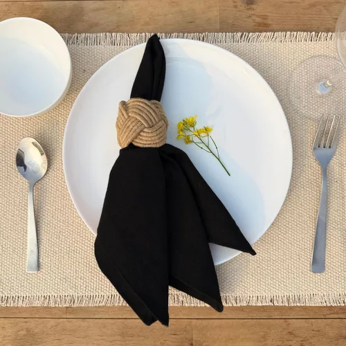 Miniatura 4 de Ramanta Home Juego de 12 Servilletas de Cena de Algodón Negro Servilletas de Tela 100% Algodón de 18x18 Pulgadas Servilletas de Mesa de Tela