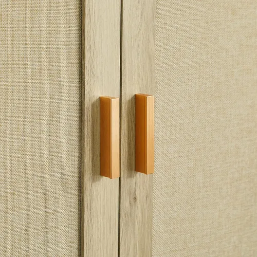Miniatura 8 de Aparador de buffet Armarios de almacenamiento de cocina con puertas decoradas de ratán de madera natural, armario de licor, pasillo, mesa de consola