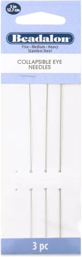 Beadalon - Agujas plegables para ojos, paquete variado, finas de 0.012 in / 0.012 pulgadas, medianas, 0.014 in / .014 pulgadas, pesadas 0.51 / .020
