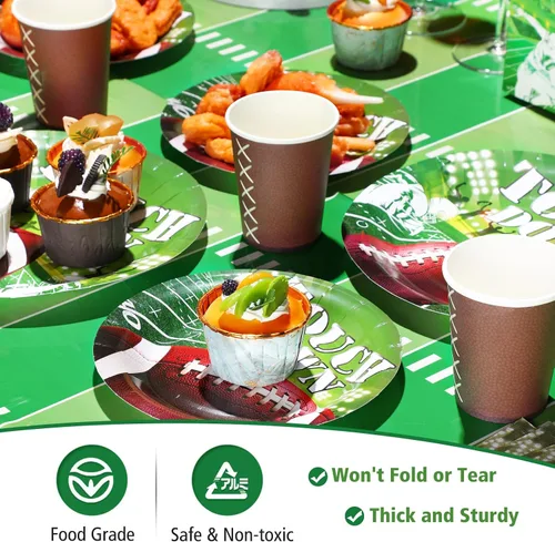 Miniatura 4 de Juego de 172 piezas de suministros de fiesta de fútbol, decoración de fiesta de fútbol, juego deportivo, decoración de cumpleaños, platos de papel