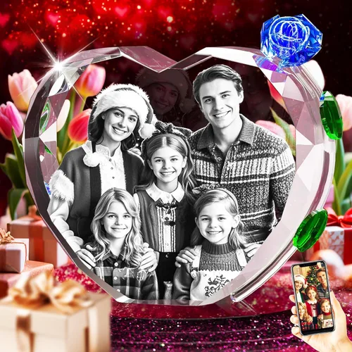 Miniatura 19 de QPCBEBY Foto de cristal 3D con rosa de cristal rojo, regalos personalizados para el día de la madre para mamá, esposa, mujer, ella, novia, pareja