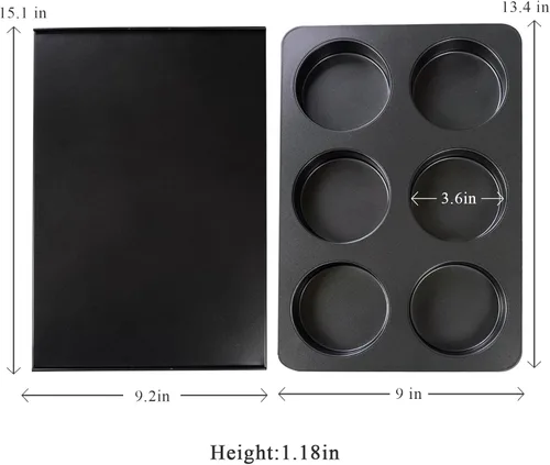 Miniatura 2 de 2 moldes para magdalenas con tapa, antiadherente de 3.6 pulgadas, molde recto para magdalenas para 6 tazas, molde para panecillos de hamburguesas 2