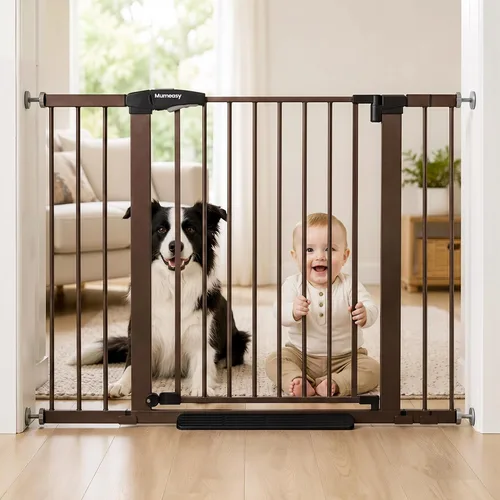 Miniatura 13 de Puerta de bebé para escaleras, puerta de perro con cierre automático de 29.7-43 pulgadas para puertas y pasillos, puerta para mascotas montada a