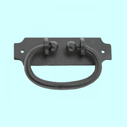 Miniatura 2 de Renovators Supply Manufacturing Tiradores de gabinete de 5.25 pulgadas de hierro forjado negro con anillo para cajones y herrajes de montaje