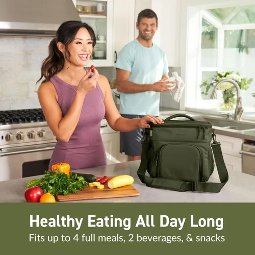 Miniatura 2 de Bentgo Prep Deluxe Bolsa Aislada Multicomida - Bolsa para lonchera, con capacidad para 5 comidas, aislamiento premium hasta 8 horas, duradera, Verde