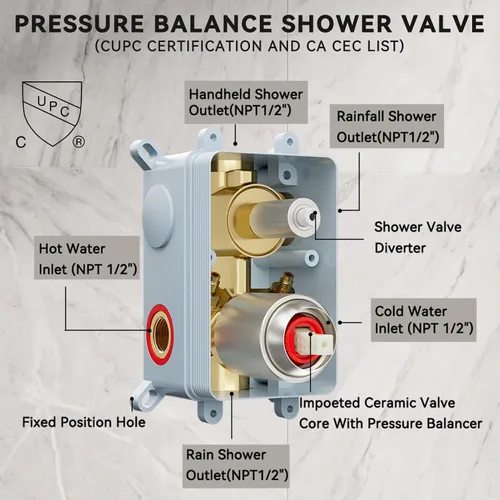 Miniatura 7 de Shower Faucet Set Brushed Nickel Shower System, Dual Head Shower Set STARBATH 12'' Ceiling Mount and 6''Wall Mount Rainfall Shower Systems with
