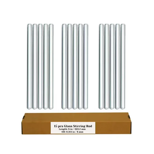 Miniatura 7 de Paquete de 15 varillas mezcladoras de vidrio: Diámetro 0.196 pulgadas, longitud 8 pulgadas, varillas de vidrio para agitar de vidrio borosilicato
