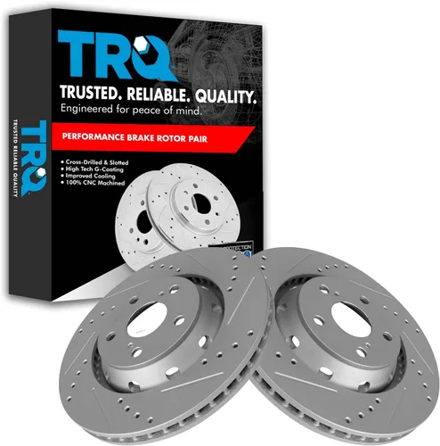 Miniatura 19 de TRQ Juego de rotores de freno de rendimiento trasero con revestimiento G premium compatible con Mazda 6 2014-2021