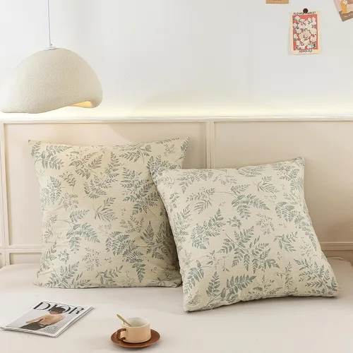 Miniatura 14 de ECOCOTT Floral Pillowcases Standard Size Set of 2, 100% Washed Cotton Pillow Cases with Envelope Closure, Beige Botanical Wildflower Printed Pillow