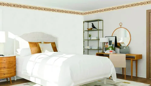Miniatura 2 de Dundee Deco Papel tapiz para despegar y pegar DDAZBD9104 Damasco Beige Marrón Vines Scrolls Wall Border Diseño Retro 15 pies x 7 pulgadas