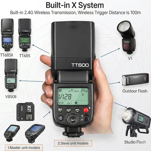 Miniatura 6 de Godox Flash TT600 - Flash Speedlite con Sistema de Disparador Integrado Compatible para Canon, Nikon, Pentax, Olympus, Fujifilm, Panasonic