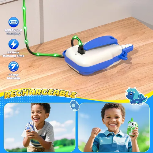 Miniatura 4 de Walkie Talkies Recargables Juguetes para Niños: Juguetes de Dinosaurio Walkie Talkies para Niños 2 Pack Regalos de Navidad Cumpleaños para Niños