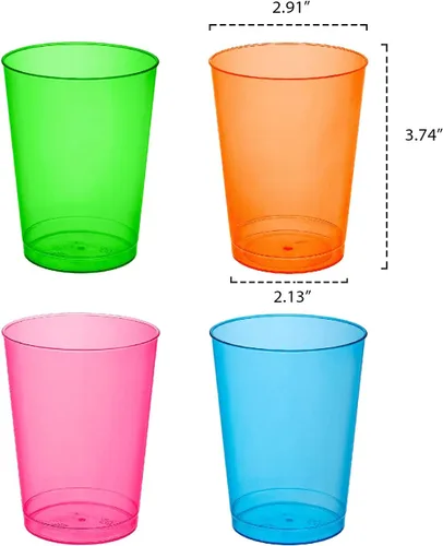 Miniatura 2 de Party Essentials - Copas de fiesta y vasos altos, de plástico duro, capacidad de 10 onzas, Variado neón