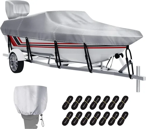 Miniatura 11 de VINPATIO Cubierta de motor fuera de borda, capó de motor de poliéster 600D impermeable para motores de barco de hasta 10 HP, tela teñida