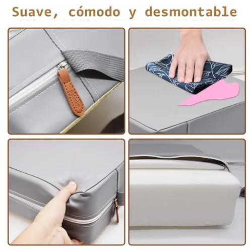 Miniatura 4 de Asiento elevador para niños para mesa de comedor, PU lavable con dobles correas de seguridad, antideslizante, asiento elevador para niños, portátil