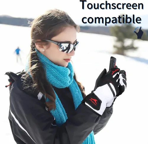 Miniatura 4 de Achiou Guantes de esquí de nieve de invierno para hombres y mujeres, guantes de esquí impermeables cálidos para clima frío de -30 , guante