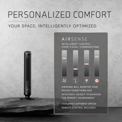 Miniatura 6 de Lasko Ventilador de torre Ascend con control remoto, ventiladores de piso de 36 pulgadas para dormitorio del hogar, flujo de aire de 29 pies/s