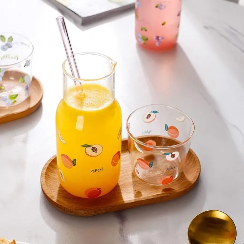 Miniatura 3 de Juego de jarras de agua de noche de cristal transparente, jarra y taza de noche