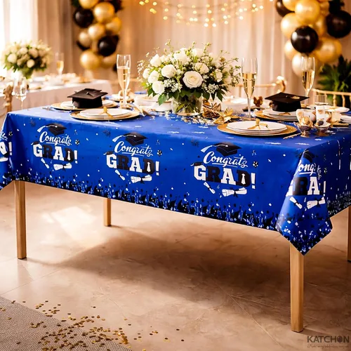 Miniatura 3 de Graduation Decorations 2026, Pack of 3, 54 x 108 Inches, Plastic Graduation Tablecloth, Graduation Decorations Class of 2026 Disposable Rectangle