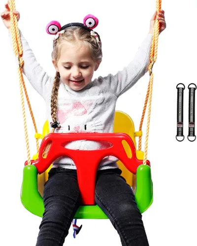 Miniatura 14 de RedSwing Asiento de columpio 3 en 1 para bebé, columpios para niños pequeños, antideslizantes, cómodos y seguros, desmontable para bebés y Azul
