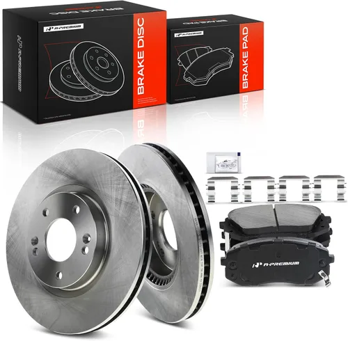 Miniatura 11 de A-Premium Rotores de freno de disco perforados y ranurados delanteros de 11.81 pulgadas (11.811 in) + kit de pastillas de cerámica compatible