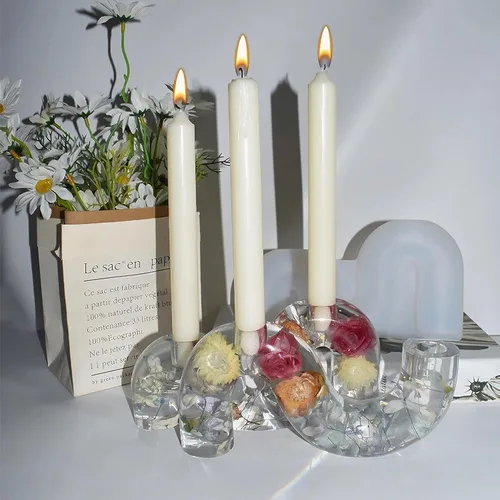 Miniatura 3 de Juego de moldes de silicona para velas, molde de resina para velas, molde de fundición de resina epoxi para velas cónicas, molde de soporte de vela