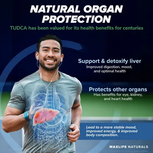 Miniatura 3 de MaxLife Naturals TUDCA Suplemento de apoyo hepático de 500 mg – 60 cápsulas de ácido taursodesoxicólico, función de las células nerviosas