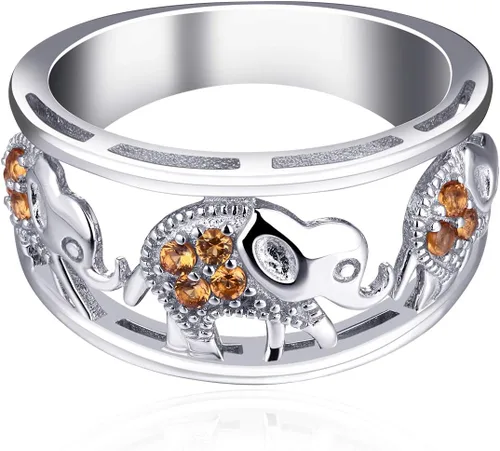 Miniatura 2 de JO WISDOM Anillo de elefante de plata de ley 925 con circonita cúbica