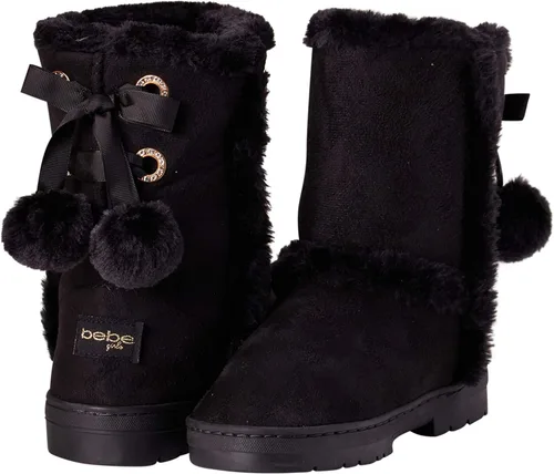 Miniatura 5 de bebe Girls Fur Trim Winter Boots with Back Lace Pom-Poms (ToddlerLittle GirlBig Girl)
