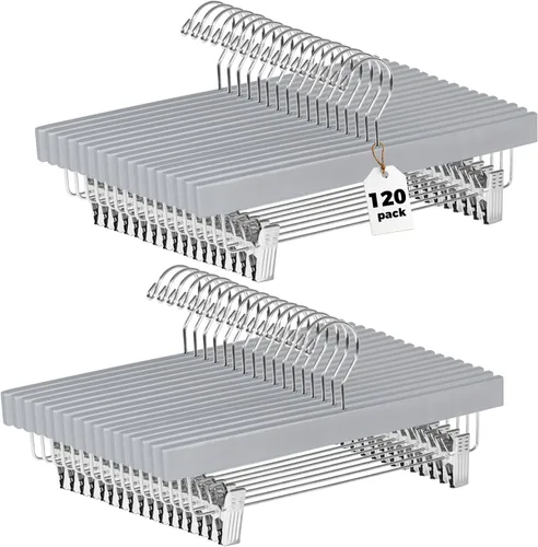 Miniatura 13 de Quality Hangers Perchas de madera para pantalones, paquete de 20 ganchos giratorios para ropa, falda de madera de loto, pantalones, pantalones