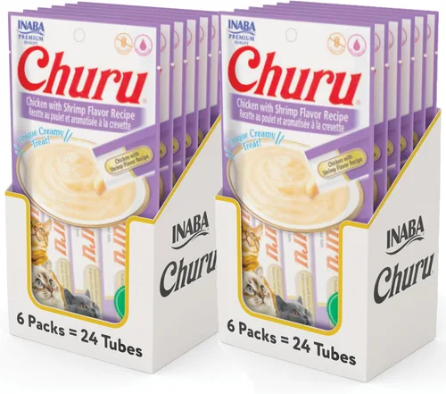 Miniatura 25 de INABA Churu - Golosinas naturales para gatos, puré para lamer (receta de pollo con cangrejo, 4 tubos)