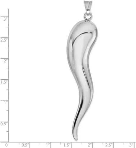 Miniatura 3 de Sonia Jewels Dije de plata de ley 925 para hombre, diseño de cornicello, con protección de cuerno italiano, 3.307 in x 0.709 in, Metal