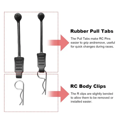 Miniatura 3 de Clips de cuerpo RC con lengüetas para 1/10 1/12 1/14 Arrma Axial SCX10 Redcat Tamiya HSP Himoto, paquete de 20 (plateado)
