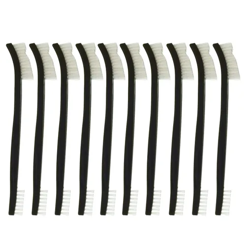 Miniatura 9 de Paquete de 10 cepillos de limpieza multiusos de doble punta para pistolas de 7 pulgadas, cepillos de cerdas de nailon de acero y latón (latón)