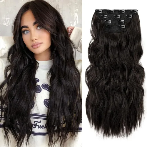Miniatura 16 de REECHO Extensiones de cabello, 4 extensiones de cabello con clip, HE001, extensiones de cabello sintético suave natural para mujer, rubio claro