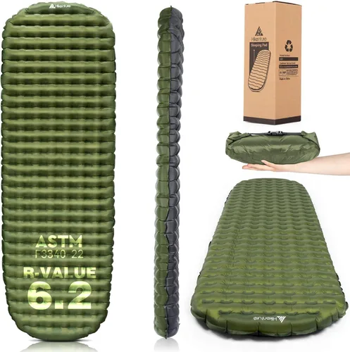 Miniatura 8 de Hikenture Colchoneta de dormir de camping con valor R 6.2, colchón ultraligero para todas las estaciones, alfombrilla de dormir compacta y aislada