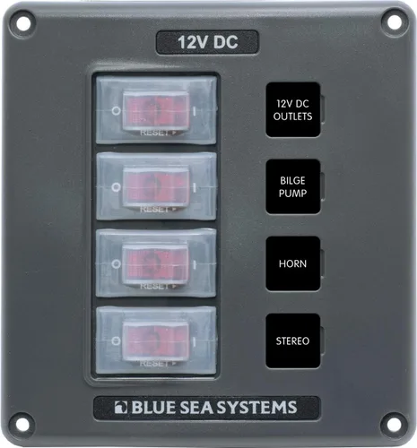Miniatura 10 de Blue Sea Systems 4322 Panel de interruptores de disyuntor resistente al agua, gris, 6 posiciones