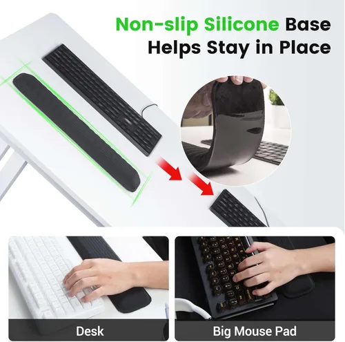 Miniatura 5 de MEKASS Reposamuñecas para teclado para teclado compacto del 60%, soporte ergonómico de espuma viscoelástica suave para muñeca con base Negro