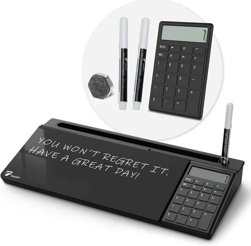 Miniatura 10 de TOWON Pizarra blanca pequeña y compacta de vidrio con almacenamiento, pizarra de borrado en seco de 12 x 7 pulgadas para escritorio, oficina
