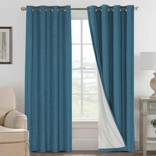 Miniatura 132 de H.VERSAILTEX Cortinas opacas de lino de 72 pulgadas de largo, 100% absolutamente opacas, con aislamiento térmico, con textura de lino, cortinas