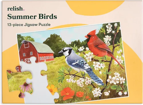 Relish Rompecabezas de piezas grandes para personas mayores, rompecabezas de 13 piezas de pájaros de verano, productos de demencia para ancianos