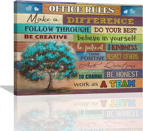 Miniatura 13 de At In This Office - Arte de pared inspirador para oficina, citas motivacionales, imágenes, lienzo, arte de pared con texto en inglés, We Are A Team