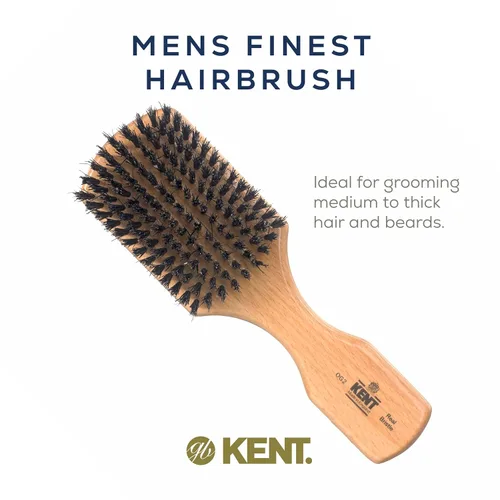 Miniatura 4 de Kent OG2 Club - Cepillo de pelo de cerdas de jabalí pequeño para hombres, cerdas de jabalí natural, cepillo para barba para hombres, cepillo KENT
