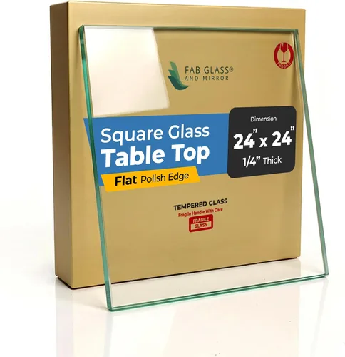 Miniatura 32 de Tablero de vidrio templado transparente de 10 pulgadas cuadradas con borde biselado de 1/2 pulgada de espesor para mesas de comedor, de café