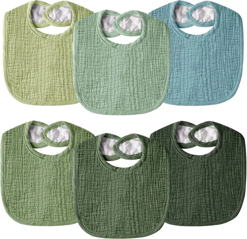 Baberos de muselina para bebés para niños y niñas, baberos de algodón para babeo, baberos ajustables para recién nacidos para babeo y dentición