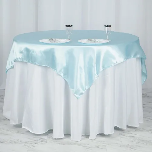 Miniatura 30 de Efavormart Paquete de 5 Sobremanteles Cuadrados de Satén de 60" para Decoraciones de Mesa de Bodas, Catering y Fiestas, Cubierta de Mantel Negro