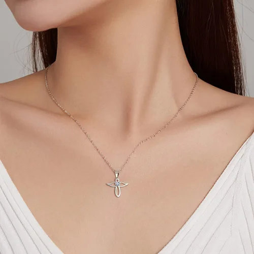 Miniatura 5 de PHOCKSIN Collares de piedra natal de enero a diciembre para mujer, circonita cúbica infinita con bonito dije de ala de ángel para niñas