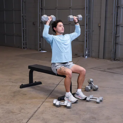 Miniatura 6 de Body-Solid (GFB350B) Banco de pesas plano de 600 libras de capacidad ajustable para entrenamiento de fuerza, estiramiento, ejercicios abdominales